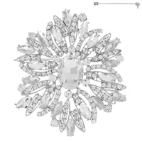 CRYSTAL RHINESTONE VINE CLUSTER BROOCH PIN